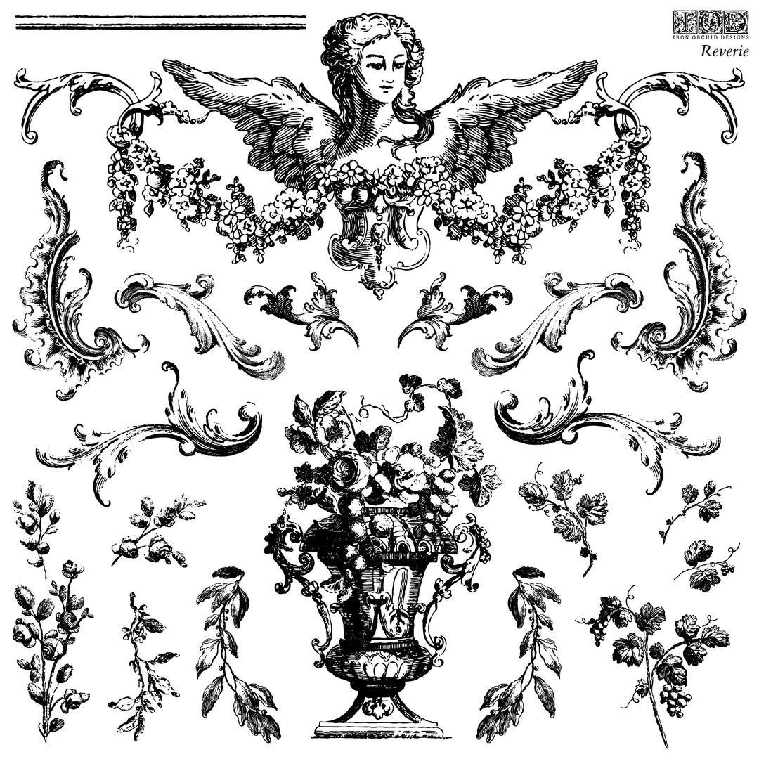 REVERIE Stamp by IOD (12"x12", 30.48cm x 30.48cm) - Rustic Farmhouse Charm