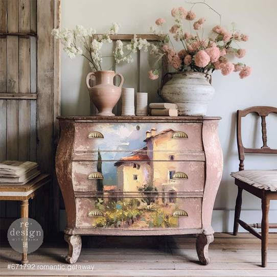 Redesign Decoupage Tissue Paper Pack - ROMANTIC GETAWAY (3 sheets, each 49.53cm x 76.2cm) - Rustic Farmhouse Charm