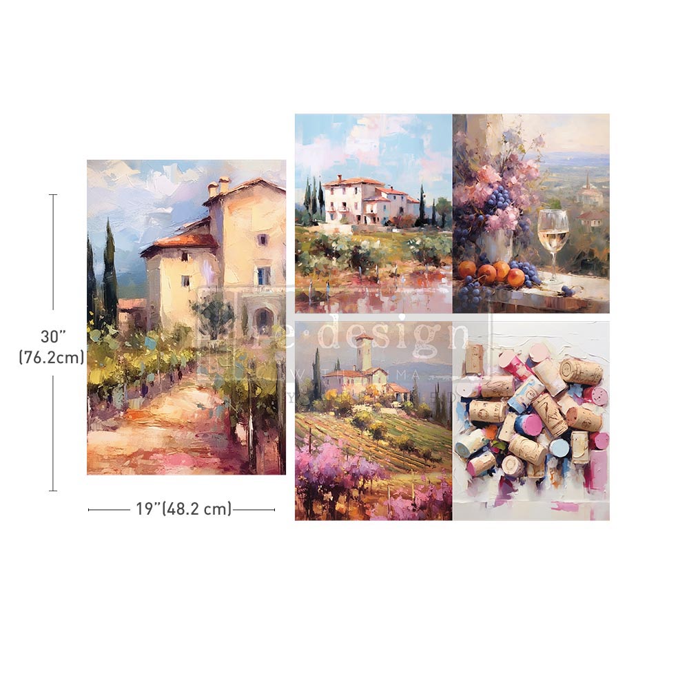 Redesign Decoupage Tissue Paper Pack - ROMANTIC GETAWAY (3 sheets, each 49.53cm x 76.2cm) - Rustic Farmhouse Charm