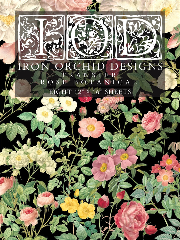IOD Transfer Pad - ROSE BOTANICAL (set of eight 12"x16" sheets) - Rustic Farmhouse Charm