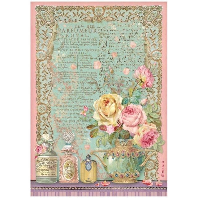 ROSE PARFUM PARFUMEUR ROYAL Rice Paper by Stamperia (A4) - Rustic Farmhouse Charm