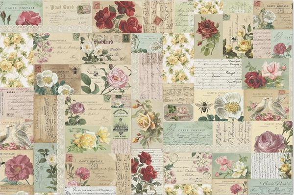 Decoupage Tissue Paper - Roses Ephemera (50.8cm x 76.2cm) - Rustic Farmhouse Charm