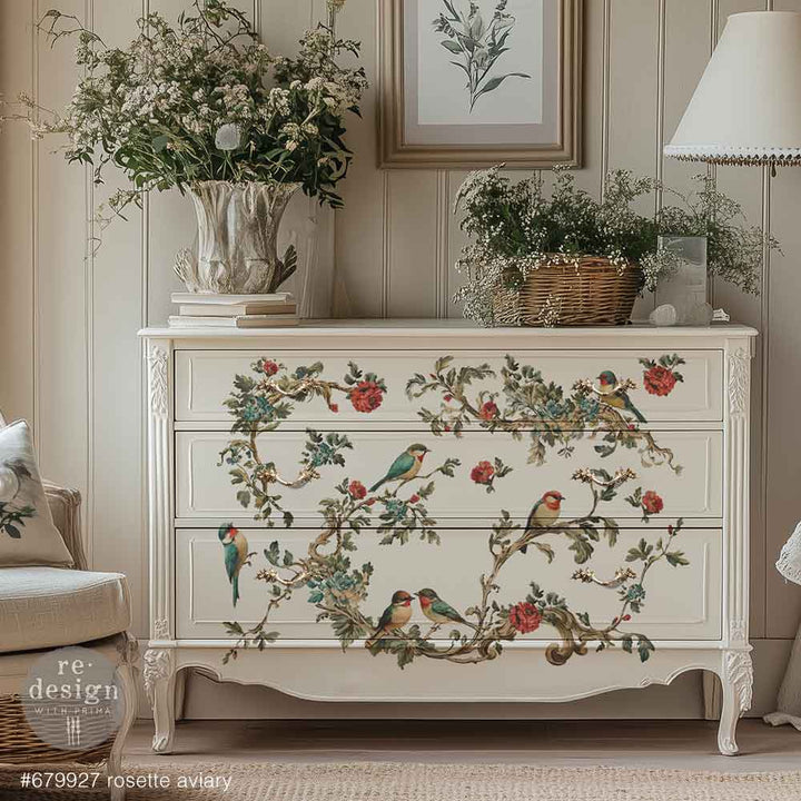 NEW! Redesign Transfer - ROSETTE AVIARY (60.96cm x 88.9cm) - Rustic Farmhouse Charm