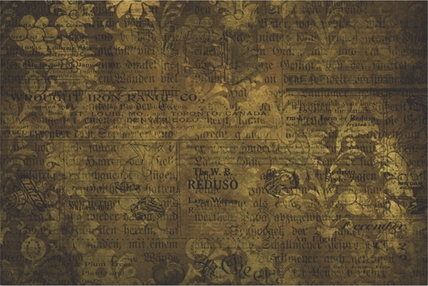Decoupage Tissue Paper - Rustic Brass Damask Script (50.8cm x 76.2cm) - Rustic Farmhouse Charm