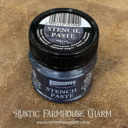 BLACK DIAMOND Metal Stencil Paste by Pentart 50ml - Rustic Farmhouse Charm