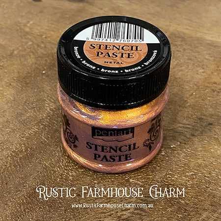 BRONZE Metal Stencil Paste by Pentart 50ml - Rustic Farmhouse Charm