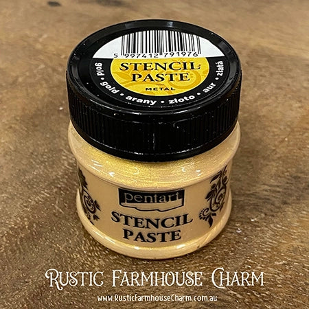 GOLD Metal Stencil Paste by Pentart 50ml - Rustic Farmhouse Charm
