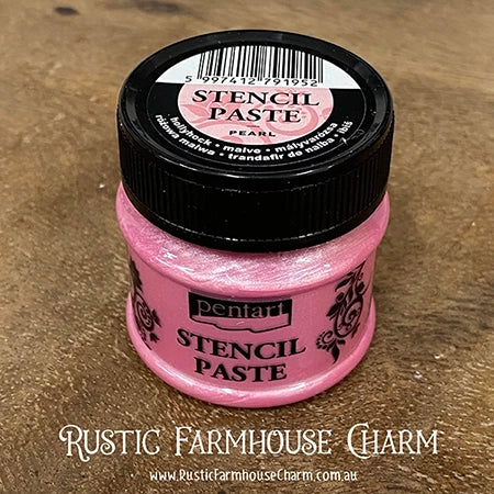 HOLLYHOCK Pearl Stencil Paste by Pentart 50ml - Rustic Farmhouse Charm