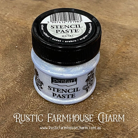 SILVER Metal Stencil Paste by Pentart 50ml - Rustic Farmhouse Charm