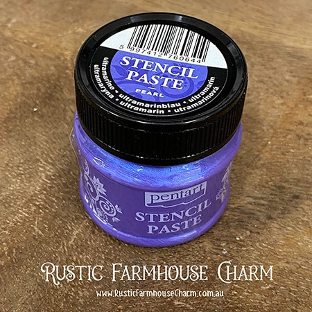 ULTRAMARINE Pearl Stencil Paste by Pentart 50ml - Rustic Farmhouse Charm