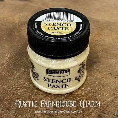 VANILLA Pearl Stencil Paste by Pentart 50ml - Rustic Farmhouse Charm