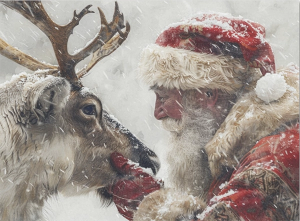 Decoupage Tissue Paper - Santa & His Reindeer (43.18cm x 58.42cm) - Rustic Farmhouse Charm