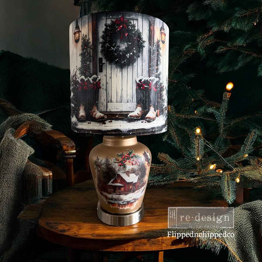 NEW! Redesign A3 Decoupage Fibre Paper Pack of 3 - SANTA'S WOODLAND STROLL (29.7cm x 41.9cm) - Rustic Farmhouse Charm