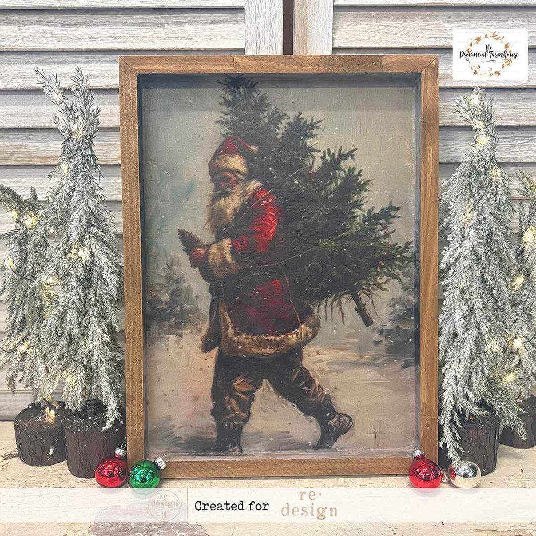 NEW! Redesign A3 Decoupage Fibre Paper Pack of 3 - SANTA'S WOODLAND STROLL (29.7cm x 41.9cm) - Rustic Farmhouse Charm