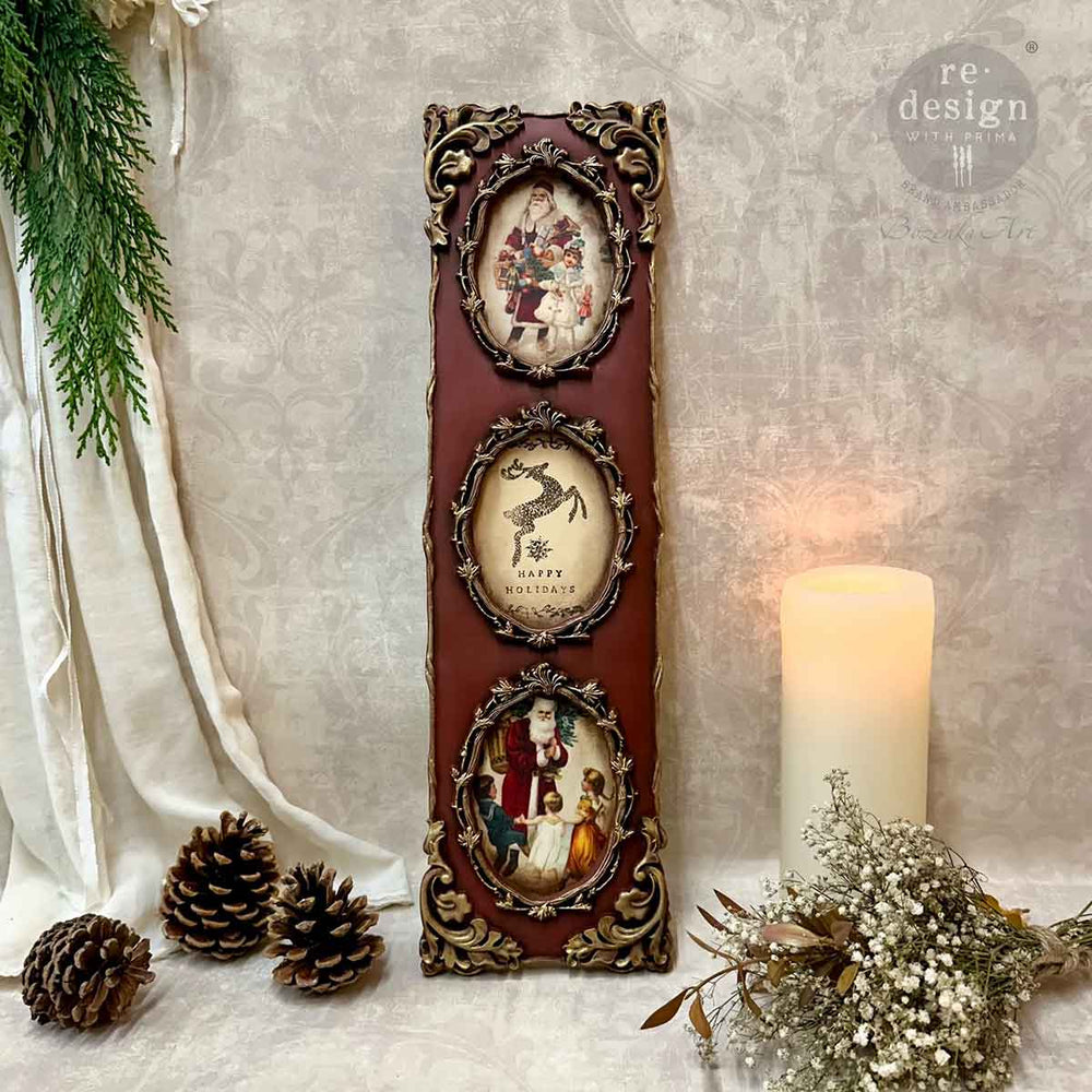 Redesign A3 Decoupage Fibre Paper Pack of 3 - SANTALAND SPARKLE (29.7cm x 41.9cm) - Rustic Farmhouse Charm