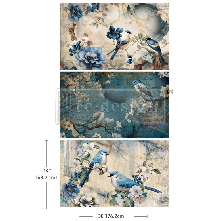 NEW! Redesign Decoupage Tissue Paper Pack - SAPPHIRE WINGS (3 sheets, each 49.53cm x 76.2cm) - Rustic Farmhouse Charm