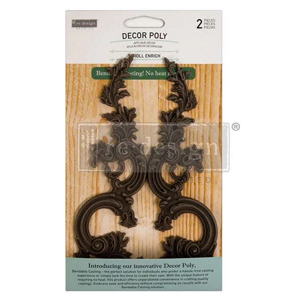 Redesign Décor Poly - SCROLL ENRICH (2 pcs, 17.8cmx 5.72cm x 0.71cm) - Rustic Farmhouse Charm
