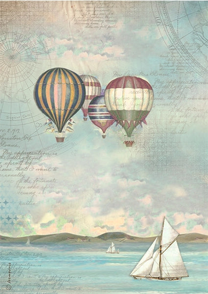 SEA LAND BALLOONS Rice Paper by Stamperia (A4) - Rustic Farmhouse Charm