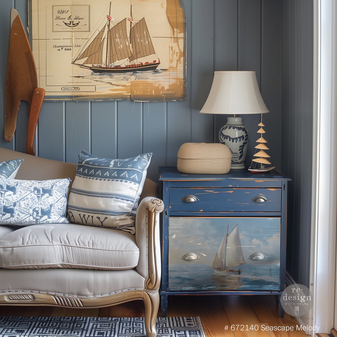 Redesign A3 Decoupage Fibre Paper Pack of 3 - SEASCAPE MELODY (29.7cm x 41.9cm) - Rustic Farmhouse Charm