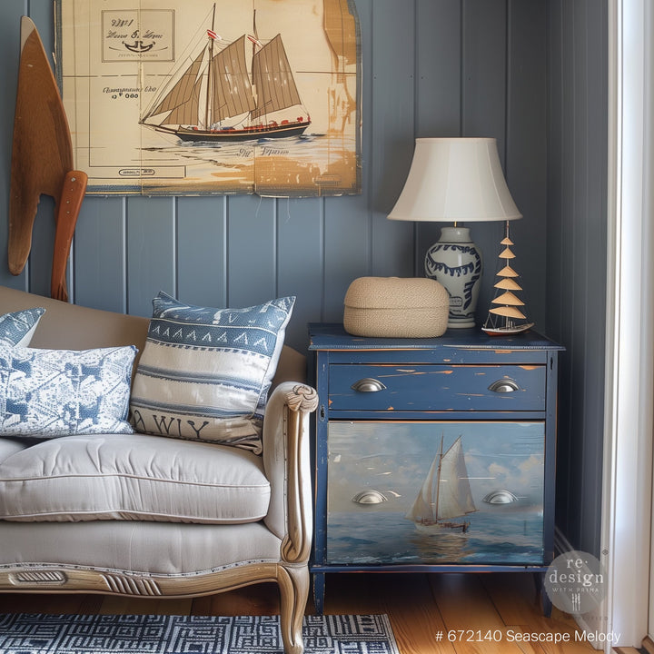 Redesign A3 Decoupage Fibre Paper Pack of 3 - SEASCAPE MELODY (29.7cm x 41.9cm) - Rustic Farmhouse Charm