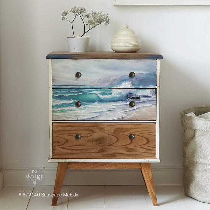 Redesign A3 Decoupage Fibre Paper Pack of 3 - SEASCAPE MELODY (29.7cm x 41.9cm) - Rustic Farmhouse Charm