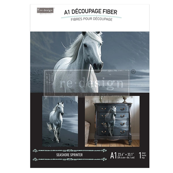 Redesign A1 Decoupage Fibre Paper - SEASHORE SPRINTER (59.44cm x 84.07cm) - Rustic Farmhouse Charm