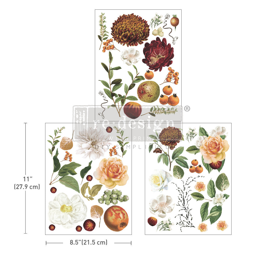 Redesign Middy Transfer - SEASONAL SPLENDOUR (3 sheets, each 21.59cm x 27.94cm) - Rustic Farmhouse Charm