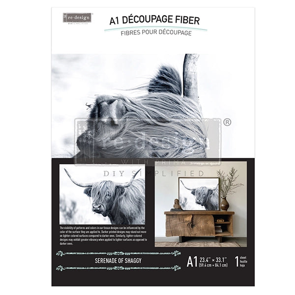 Redesign A1 Decoupage Fibre Paper - SERENADE OF SHAGGY (59.44cm x 84.07cm) - Rustic Farmhouse Charm
