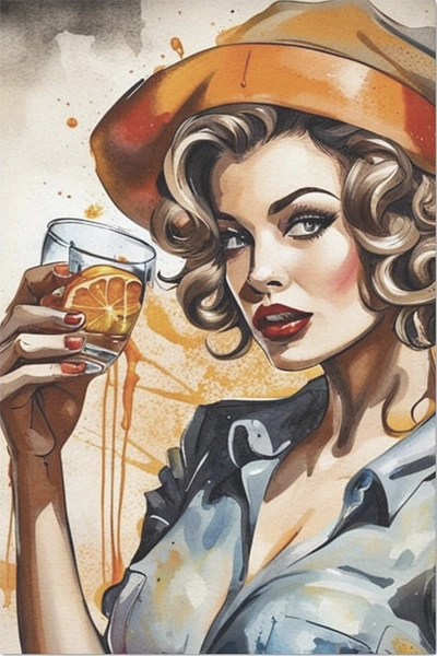 Decoupage Tissue Paper - Sexy Lady with a Drink (50.8cm x 76.2cm) - Rustic Farmhouse Charm