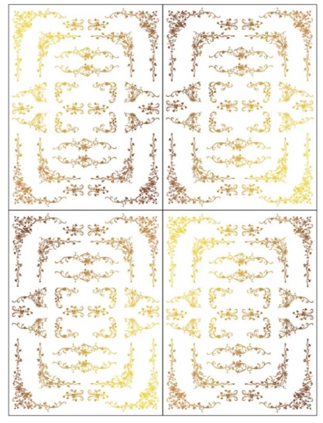 NEW! IOD Gold Gilded Transfer Pad - SI BELLE (set of eight 8"x12" sheets) - Rustic Farmhouse Charm