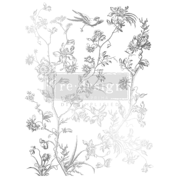 Redesign Kacha Foil Transfer - SILVER BIRD (45.72cm x 60.96cm) - Rustic Farmhouse Charm
