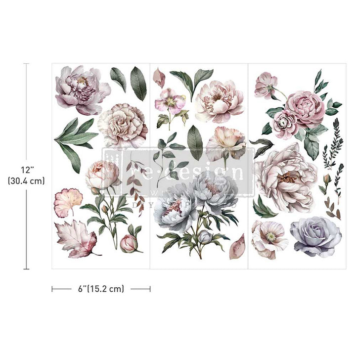 Redesign Small Transfer - BLOSSOM BREEZE (3 sheets, each 15.24cm x 30.48cm) - Rustic Farmhouse Charm