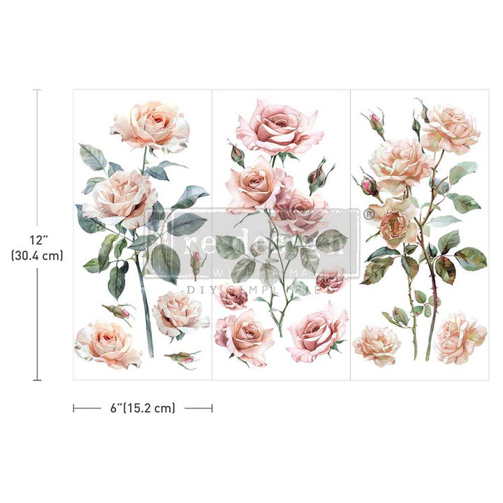NEW! Redesign Small Transfer - BLUSH SYMPHONY (3 sheets, each 15.24cm x 30.48cm) - Rustic Farmhouse Charm