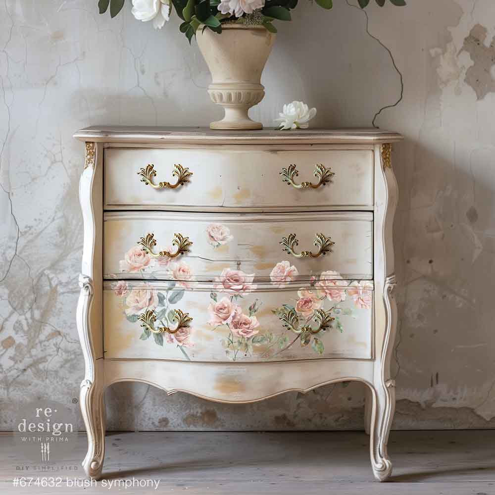 NEW! Redesign Small Transfer - BLUSH SYMPHONY (3 sheets, each 15.24cm x 30.48cm) - Rustic Farmhouse Charm