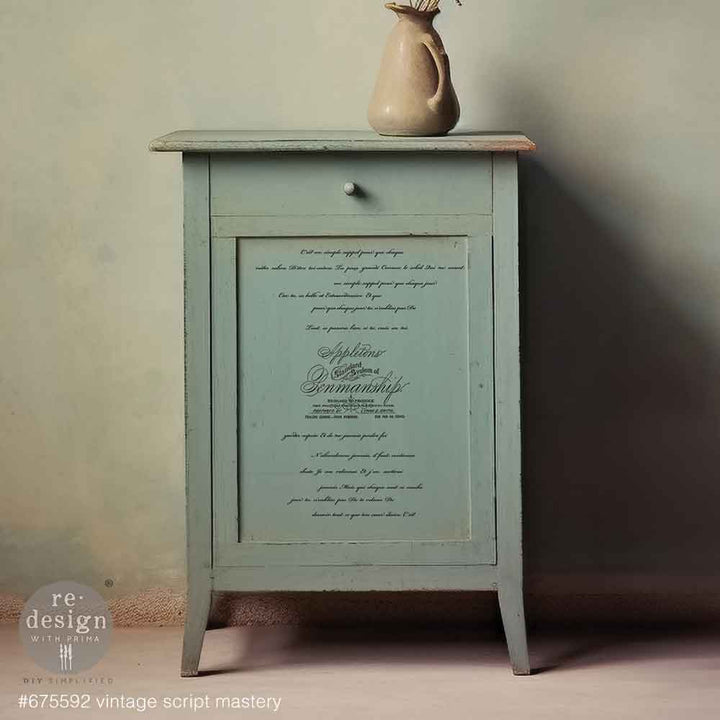 NEW! Redesign Small Transfer - VINTAGE SCRIPT MASTERY (3 sheets, each 15.24cm x 30.48cm) - Rustic Farmhouse Charm