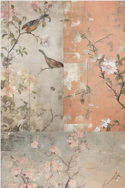 Decoupage Tissue Paper - Soft Blossoms & Birds (50.8cm x 76.2cm) - Rustic Farmhouse Charm