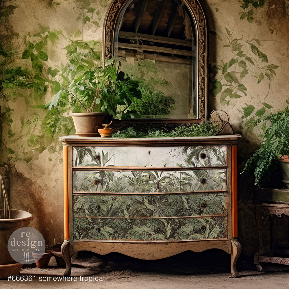 NEW! Redesign A1 Decoupage Fibre Paper - SOMEWHERE TROPICAL (59.44cm x 84.07cm) - Rustic Farmhouse Charm