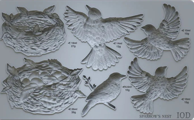 NEW! IOD Mould - SPARROWS NEST (6"x10", 15.24cm x 25.4cm) - Rustic Farmhouse Charm