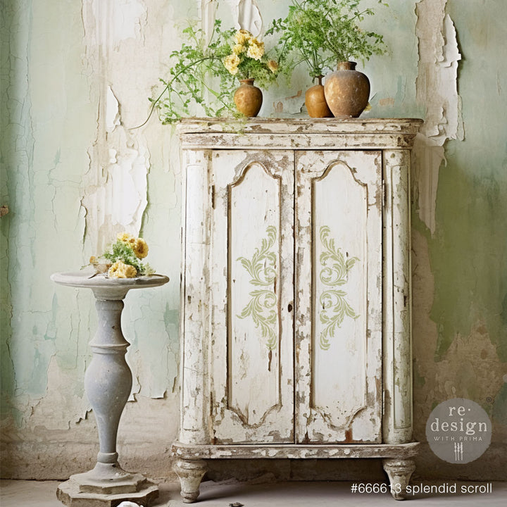 NEW! Redesign 3D Stencil - SPLENDID SCROLL (22.86cm x 30.48cm) - Rustic Farmhouse Charm