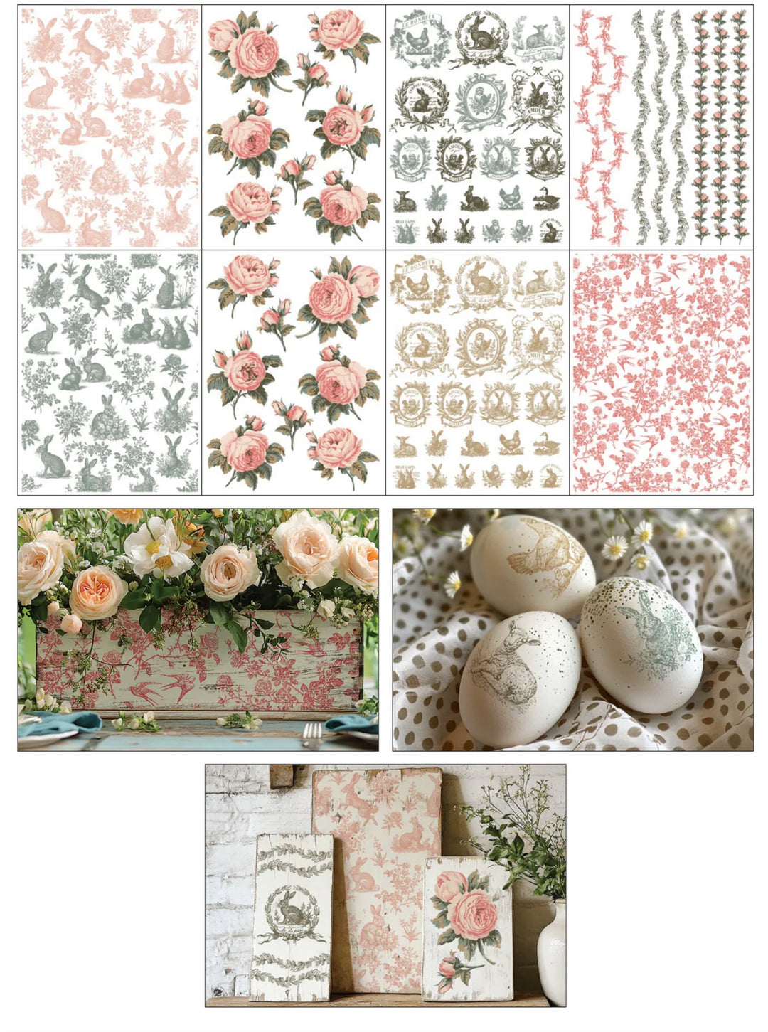NEW! IOD Paint Inlay - SPRING MELODY (set of eight 12"x16" sheets) - Rustic Farmhouse Charm