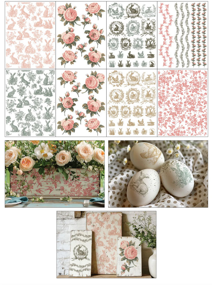 NEW! IOD Paint Inlay - SPRING MELODY (set of eight 12"x16" sheets) - Rustic Farmhouse Charm