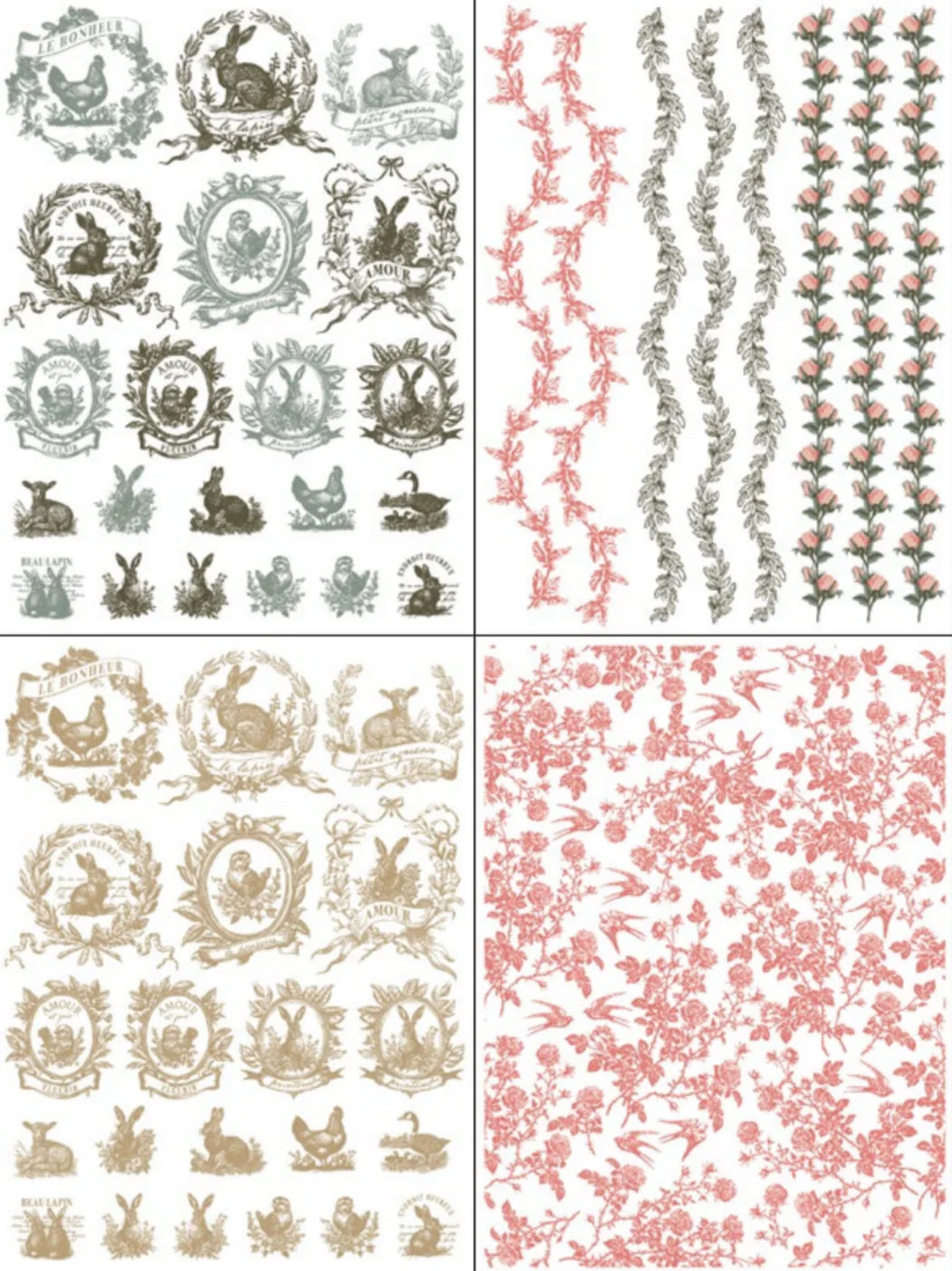 NEW! IOD Paint Inlay - SPRING MELODY (set of eight 12"x16" sheets) - Rustic Farmhouse Charm