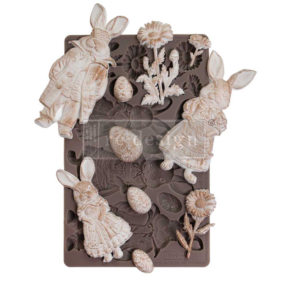 NEW! Redesign Mould - SPRINGTIME BUNNY (5" x 8") - Rustic Farmhouse Charm