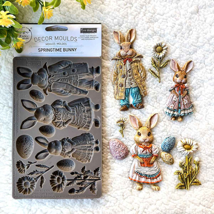 NEW! Redesign Mould - SPRINGTIME BUNNY (5" x 8") - Rustic Farmhouse Charm