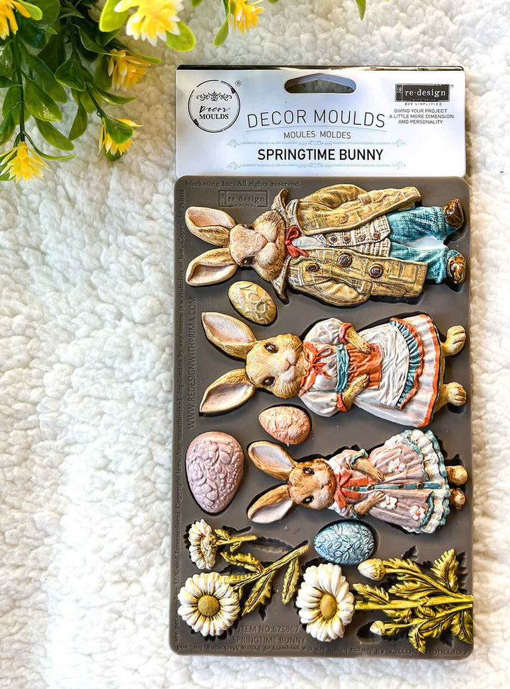 NEW! Redesign Mould - SPRINGTIME BUNNY (5" x 8") - Rustic Farmhouse Charm