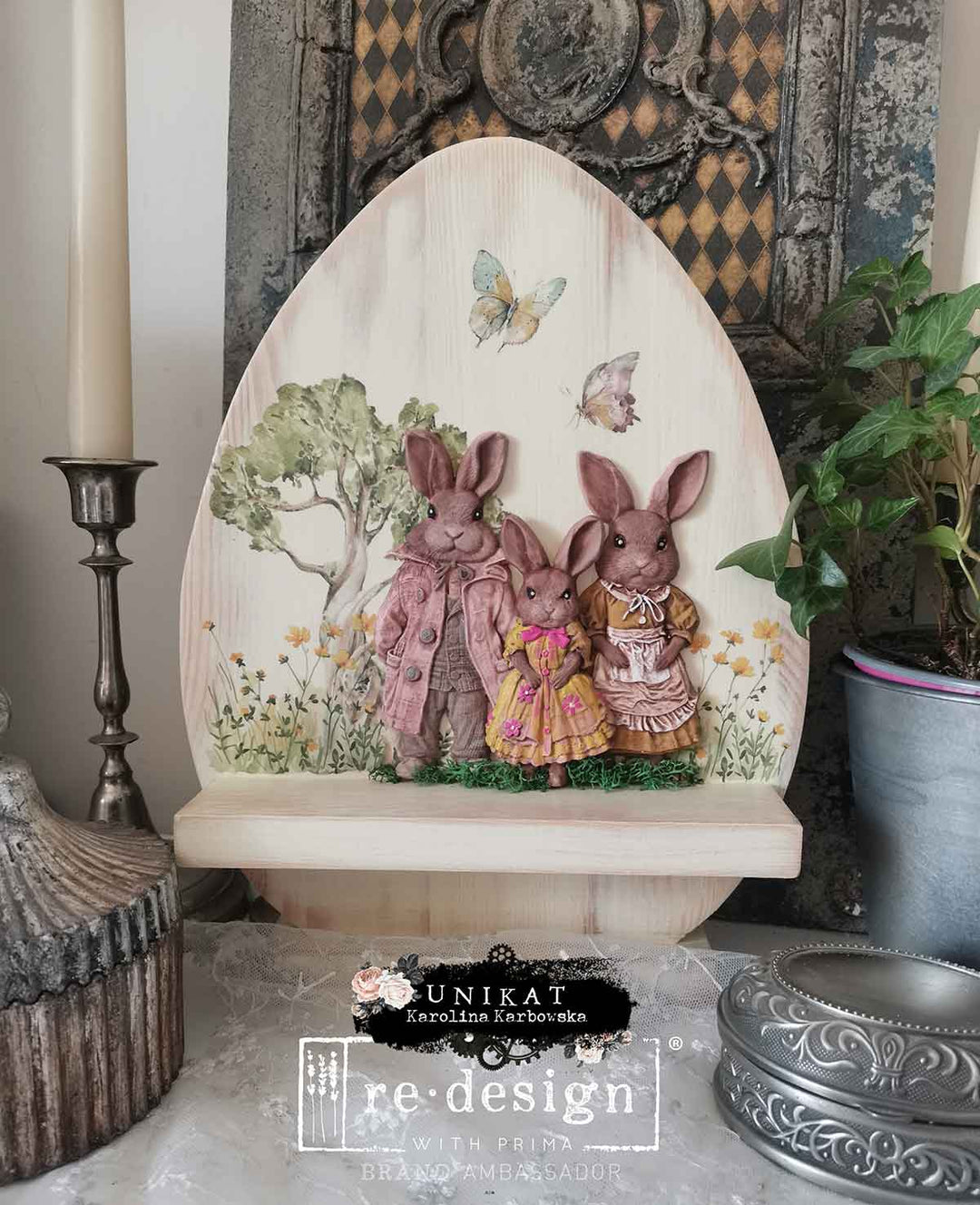 NEW! Redesign Mould - SPRINGTIME BUNNY (5" x 8") - Rustic Farmhouse Charm