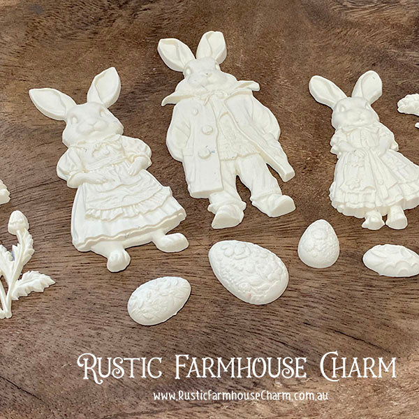 Polyurethane Resin Castings - SPRINGTIME BUNNY (unpainted) - Rustic Farmhouse Charm
