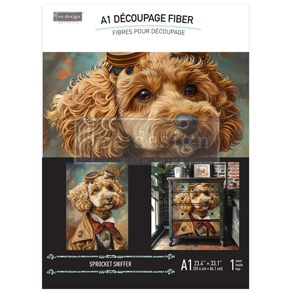 Redesign A1 Decoupage Fibre Paper - SPROCKET SNIFFER (59.44cm x 84.07cm) - Rustic Farmhouse Charm