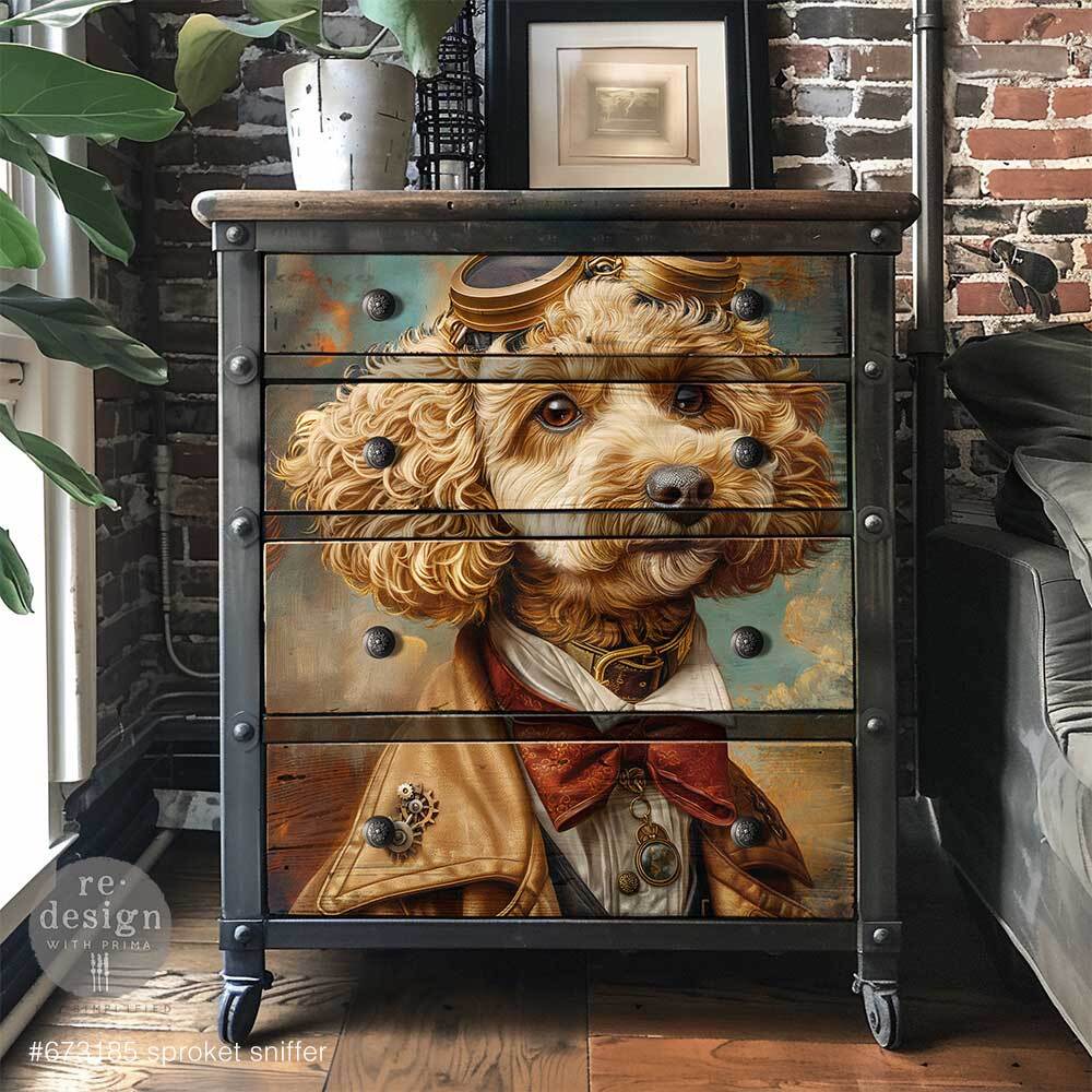 Redesign A1 Decoupage Fibre Paper - SPROCKET SNIFFER (59.44cm x 84.07cm) - Rustic Farmhouse Charm