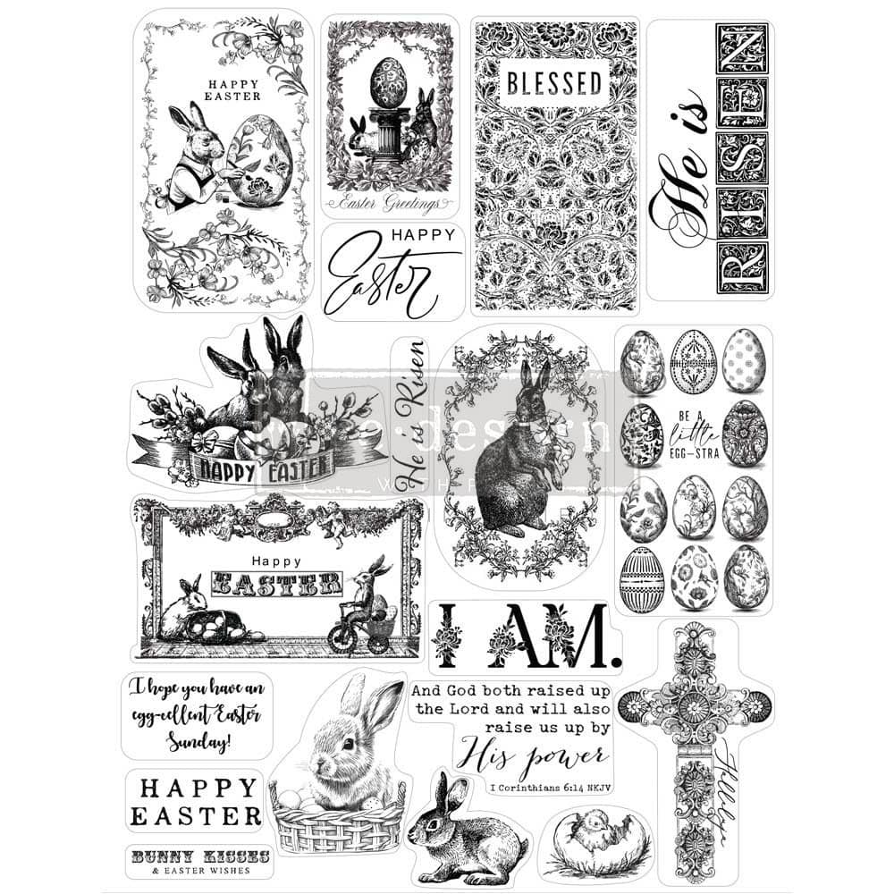 EASTER Clear Stamp Set by Redesign (20.32cm x 27.94cm) - Rustic Farmhouse Charm
